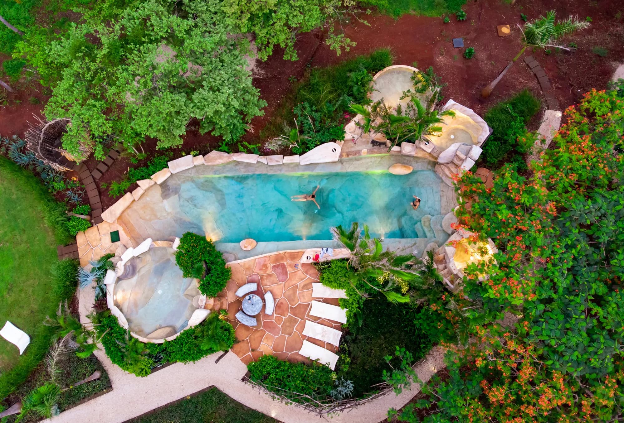 Latica — the pool and gardens from directly above